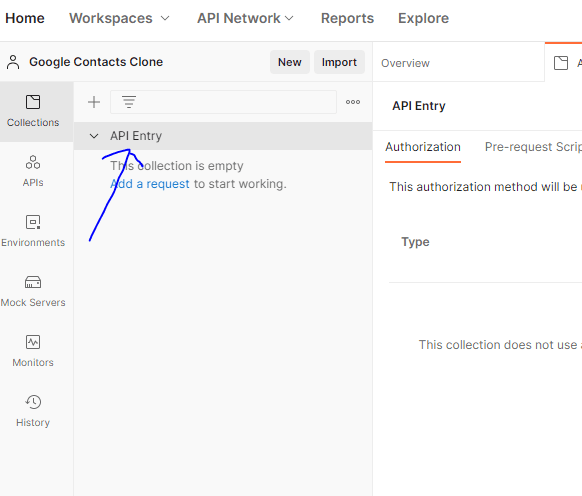 API Entry Collection Created